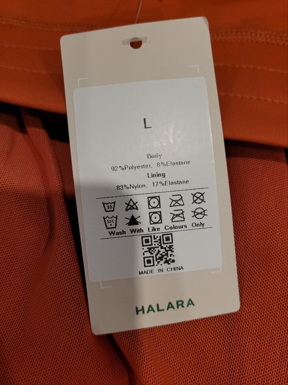 HALARA High Waisted Drawstring Mesh 2-in-1 Flowy Pocket Midi Skort Orange L - Picture 7 of 10